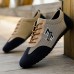 Men's Beige and Navy Lace-Up Sneakers Breathable Nylon Sport Shoes for Active Lifestyles and Everyday Wear