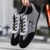 Men's Beige and Navy Lace-Up Sneakers Breathable Nylon Sport Shoes for Active Lifestyles and Everyday Wear