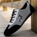 Men's Beige and Navy Lace-Up Sneakers Breathable Nylon Sport Shoes for Active Lifestyles and Everyday Wear