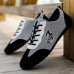 Men's Beige and Navy Lace-Up Sneakers Breathable Nylon Sport Shoes for Active Lifestyles and Everyday Wear