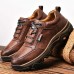 Men's Brown Faux Leather Casual Hiking Shoes with Rugged Sole and Lace-Up Design - Durable Outdoor Footwear for Hiking and Daily Wear