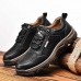 Men's Brown Faux Leather Casual Hiking Shoes with Rugged Sole and Lace-Up Design - Durable Outdoor Footwear for Hiking and Daily Wear