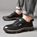 Men's Brown Faux Leather Casual Hiking Shoes with Rugged Sole and Lace-Up Design - Durable Outdoor Footwear for Hiking and Daily Wear