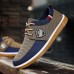 Men's Navy Blue and Tan Lace-Up Sneakers Trendy Sneakers for Casual Wear and Weekend Adventures