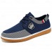 Men's Navy Blue and Tan Lace-Up Sneakers Trendy Sneakers for Casual Wear and Weekend Adventures