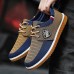 Men's Navy Blue and Tan Lace-Up Sneakers Trendy Sneakers for Casual Wear and Weekend Adventures