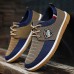 Men's Navy Blue and Tan Lace-Up Sneakers Trendy Sneakers for Casual Wear and Weekend Adventures