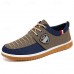 Men's Navy Blue and Tan Lace-Up Sneakers Trendy Sneakers for Casual Wear and Weekend Adventures
