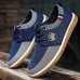 Men's Navy Blue and Tan Lace-Up Sneakers Trendy Sneakers for Casual Wear and Weekend Adventures