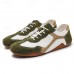 Men's Green and White Suede Sport Sneakers with Lace-Up Design - Comfortable and Stylish for Casual and Athletic Wear