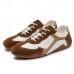 Men's Green and White Suede Sport Sneakers with Lace-Up Design - Comfortable and Stylish for Casual and Athletic Wear