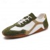 Men's Green and White Suede Sport Sneakers with Lace-Up Design - Comfortable and Stylish for Casual and Athletic Wear
