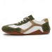 Men's Green and White Suede Sport Sneakers with Lace-Up Design - Comfortable and Stylish for Casual and Athletic Wear