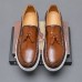 Men's Brown Faux Leather Tassel Loafers - Casual Slip-On Shoes with White Sole for Everyday Wear and Semi-Formal Occasions