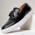 Men's Brown Faux Leather Tassel Loafers - Casual Slip-On Shoes with White Sole for Everyday Wear and Semi-Formal Occasions