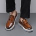 Men's Brown Faux Leather Tassel Loafers - Casual Slip-On Shoes with White Sole for Everyday Wear and Semi-Formal Occasions