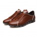 Men's Black Faux Leather Casual Sneakers with Contrast Stitching Comfortable and Stylish Lace-Up Shoes for Daily Wear