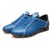 Men's Black Faux Leather Casual Sneakers with Contrast Stitching Comfortable and Stylish Lace-Up Shoes for Daily Wear