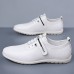 Men's White Slip-On Sneakers with Stripe Design Fashionable Shoes for Casual Outings and Weekend Activities
