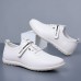 Men's White Slip-On Sneakers with Stripe Design Fashionable Shoes for Casual Outings and Weekend Activities