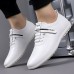 Men's White Slip-On Sneakers with Stripe Design Fashionable Shoes for Casual Outings and Weekend Activities