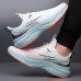 Men's Lightweight Breathable White Running Sneakers Cushioning Athletic Shoes for Outdoor Sports and Fitness