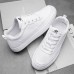 Men's White Casual Sneakers with Lace-up Closure and Comfortable Sole Stylish Everyday Shoes for Walking and Leisure
