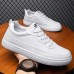 Men's White Casual Sneakers with Lace-up Closure and Comfortable Sole Stylish Everyday Shoes for Walking and Leisure