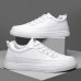 Men's White Casual Sneakers with Lace-up Closure and Comfortable Sole Stylish Everyday Shoes for Walking and Leisure
