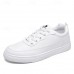 Men's White Casual Sneakers with Lace-up Closure and Comfortable Sole Stylish Everyday Shoes for Walking and Leisure
