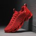 Men's Red Breathable Running Sneakers with Blade Sole - Lightweight and Comfortable for Sports and Fitness