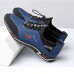 Men's Sporty Blue & Black Sneakers - Durable Outdoor Shoes with Quick Lace System, Ideal for Hiking and Casual Wear