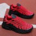 Men's Breathable Athletic Sneakers Red Mesh Running Shoes with Cushioned Sole, Lightweight Design for Training and Daily Wear