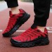 Men's Breathable Athletic Sneakers Red Mesh Running Shoes with Cushioned Sole, Lightweight Design for Training and Daily Wear