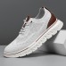 Men's Breathable Knit Lace-Up Sneakers Lightweight Casual Running Shoes with Cushioned Sole for Walking & Everyday Wear