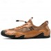 Men's Brown Leather and Mesh Outdoor Shoes with Rugged Sole - Breathable and Comfortable for Hiking and Casual Wear