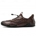 Men's Brown Leather and Mesh Outdoor Shoes with Rugged Sole - Breathable and Comfortable for Hiking and Casual Wear