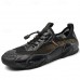 Men's Brown Leather and Mesh Outdoor Shoes with Rugged Sole - Breathable and Comfortable for Hiking and Casual Wear