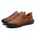 Men's Brown Faux Leather Casual Shoes with Handcrafted Stitching and Durable Rubber Sole for Outdoor Activities