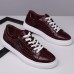 Men's Burgundy Crocodile Pattern Faux Leather Sneakers with Lace-Up Design Stylish Casual Shoes for Everyday Wear