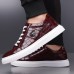 Men's Burgundy Crocodile Pattern Faux Leather Sneakers with Lace-Up Design Stylish Casual Shoes for Everyday Wear
