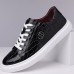 Men's Burgundy Crocodile Pattern Faux Leather Sneakers with Lace-Up Design Stylish Casual Shoes for Everyday Wear