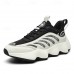 Men's Futuristic Black & White Chunky Sole Sneakers - Lightweight Breathable Athletic Shoes for Casual Wear or Running