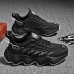 Men's Futuristic Black & White Chunky Sole Sneakers - Lightweight Breathable Athletic Shoes for Casual Wear or Running