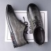 Men's Brown Crocodile Pattern Faux Leather Dress Shoes with Lace-Up Closure and Comfortable Sole, Elegant for Business and Formal Occasions
