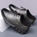 Men's Brown Crocodile Pattern Faux Leather Dress Shoes with Lace-Up Closure and Comfortable Sole, Elegant for Business and Formal Occasions