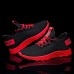 Men's Black and Red Athletic Running Shoes with Breathable Mesh Upper and Non-Slip Sole for Sports and Casual Wear
