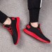Men's Black and Red Athletic Running Shoes with Breathable Mesh Upper and Non-Slip Sole for Sports and Casual Wear