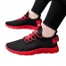Men's Black and Red Athletic Running Shoes with Breathable Mesh Upper and Non-Slip Sole for Sports and Casual Wear