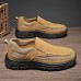 Men's Beige Slip-On Walking Shoes with Breathable Mesh, Durable Rubber Sole, Ideal for Daily Comfort and Outdoor Activities